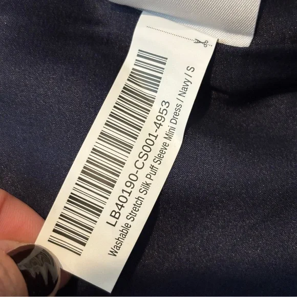 Quince Navy Blue Washable Silk V-neck Puff Short Sleeve Mini Dress S - Picture 11 of 12